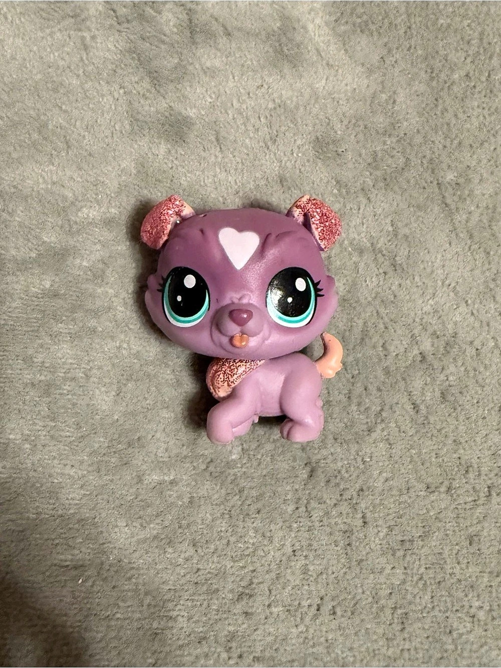 Littlest Pet Shop Authentic # 174 Cherie Bow-Wow Purple Glitter Collie Teal Eyes